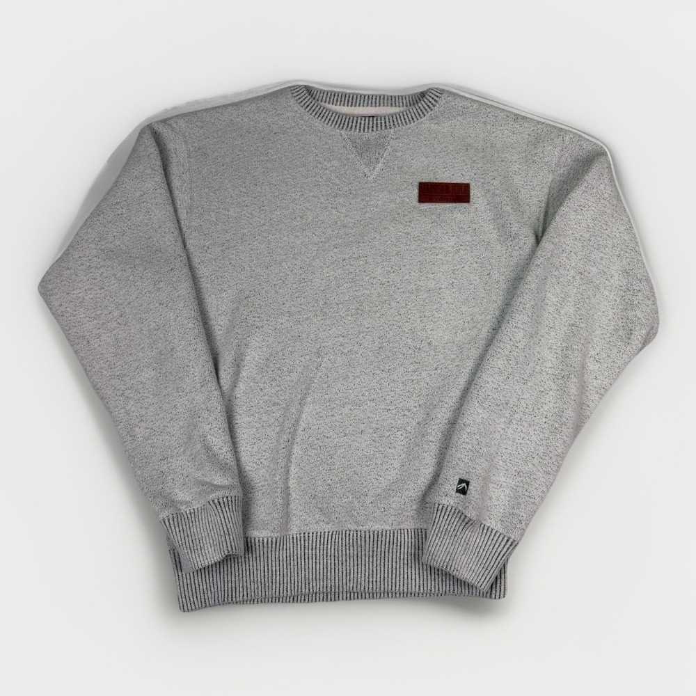 Jackson Hole WY Graphic Crewneck Sweatshirt Gray Marled Knit Retro Souvenir Sz S - Picture 2 of 10